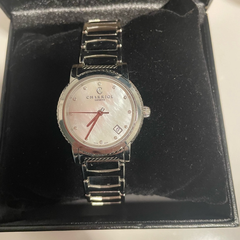 Charriol Silver Timepiece with White Face